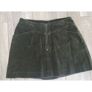 Katharine Hamnett Velvet Olive Green Mini Skirt In Size 26